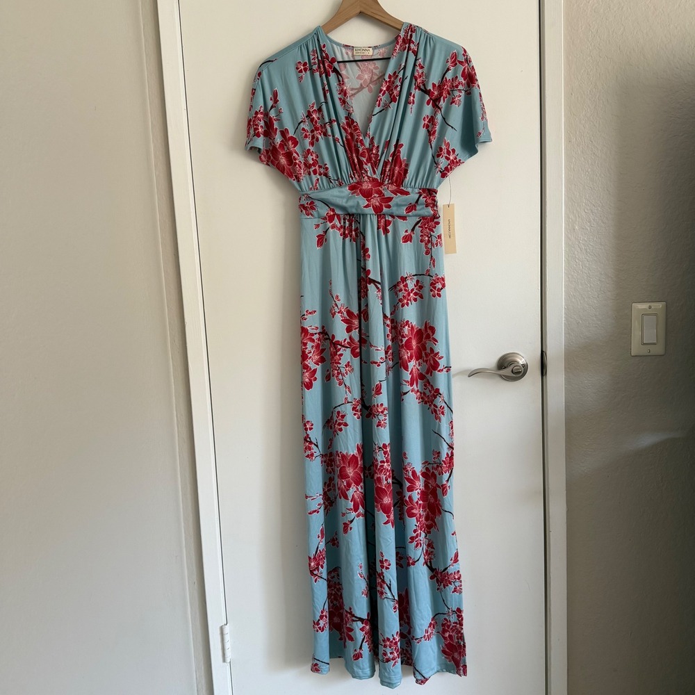 NWT Kiyonna Cherry Blossom Floral Maxi Dress Feminine Romantic Flowy Wedding - Picture 3 of 8